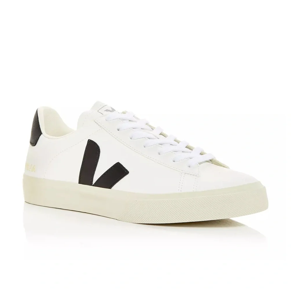 VEJA White/Black Campo Low Top Leather Sneakers Size 11 US $175
